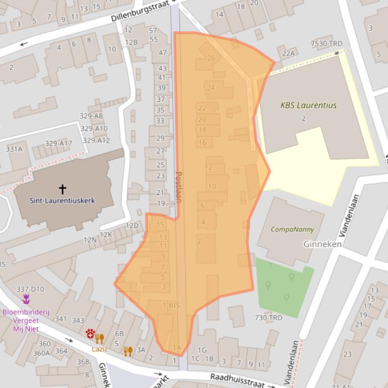 Kaart van postcodegebied 4835EE.