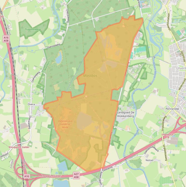 Kaart van postcodegebied 4836AG.