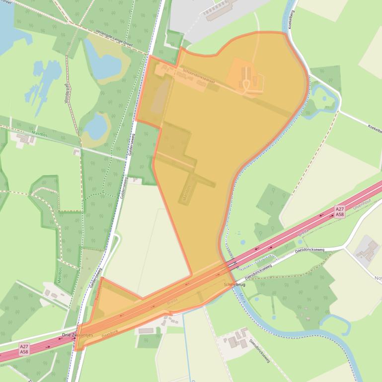 Kaart van postcodegebied 4836AJ.