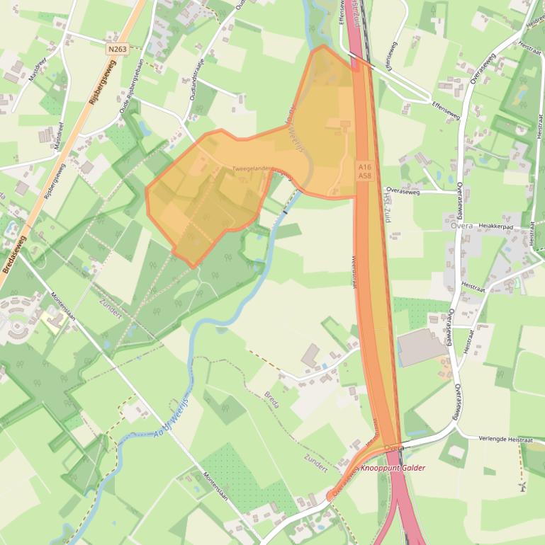 Kaart van postcodegebied 4836BK.