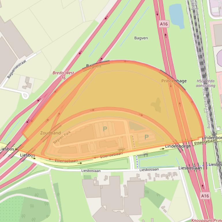 Kaart van postcodegebied 4838EX.