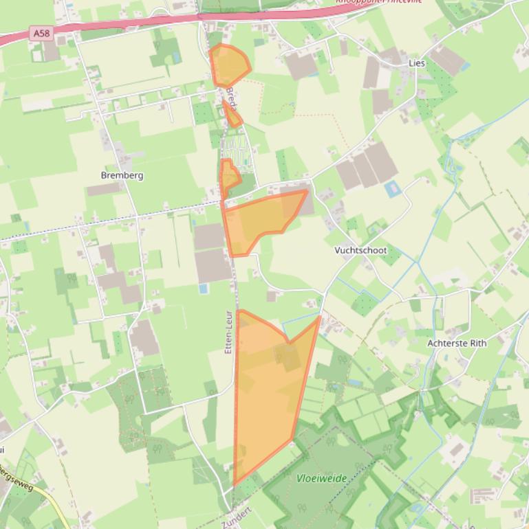 Kaart van postcodegebied 4838GL.