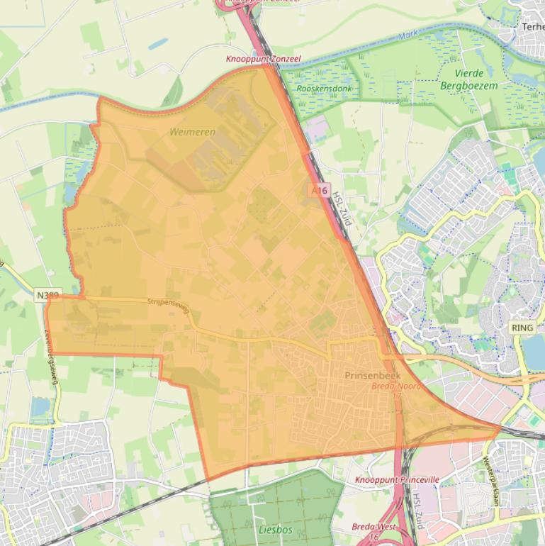 Kaart van postcodegebied 4841.