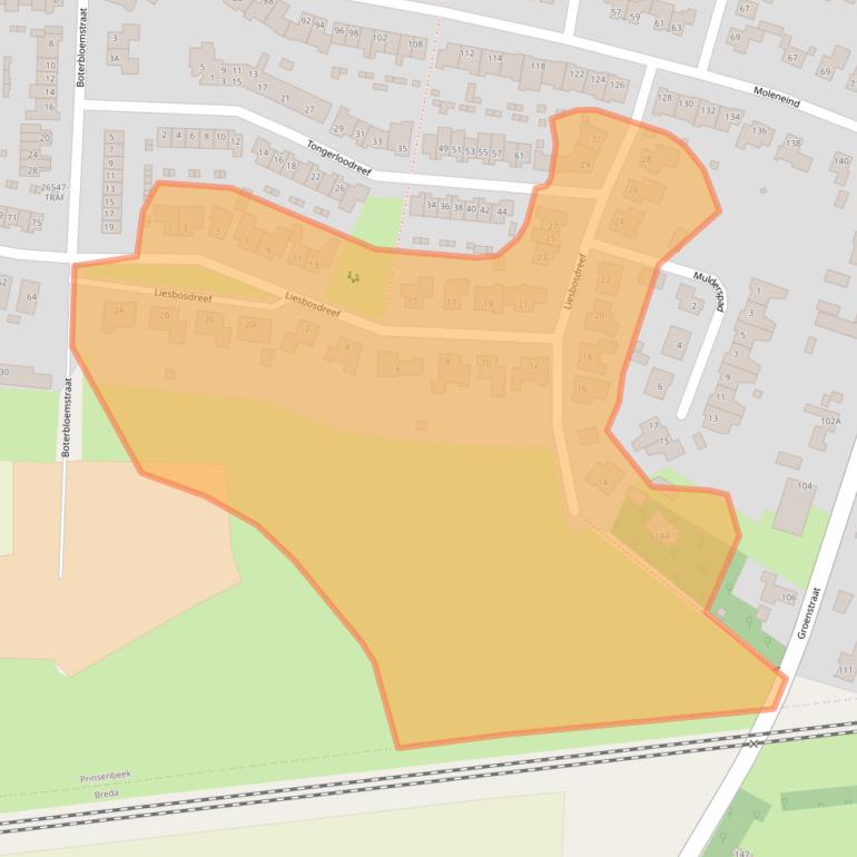 Kaart van postcodegebied 4841JL.