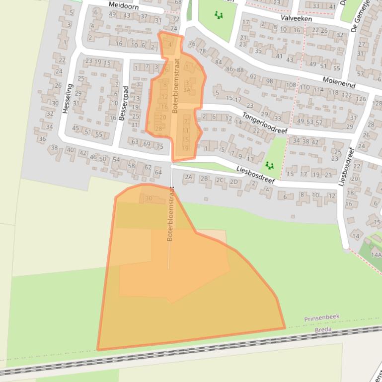 Kaart van postcodegebied 4841LM.