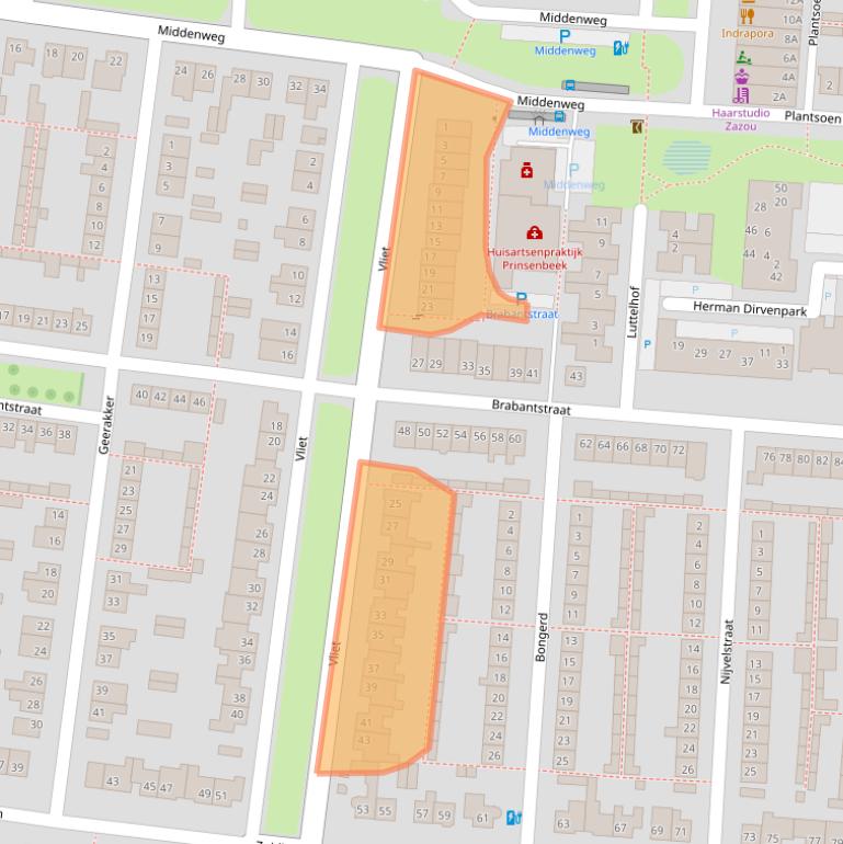 Kaart van postcodegebied 4841SB.
