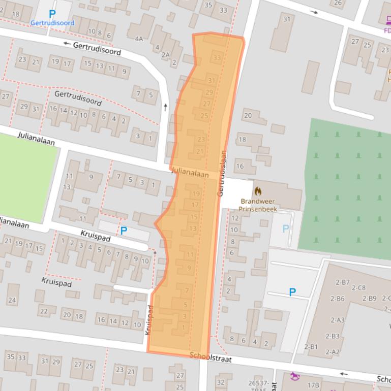 Kaart van postcodegebied 4841XH.