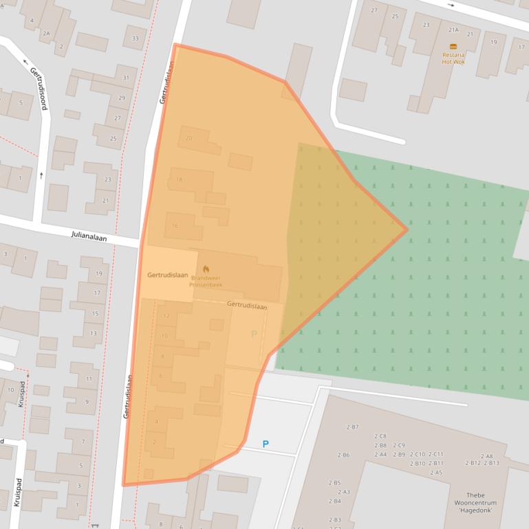 Kaart van postcodegebied 4841XJ.