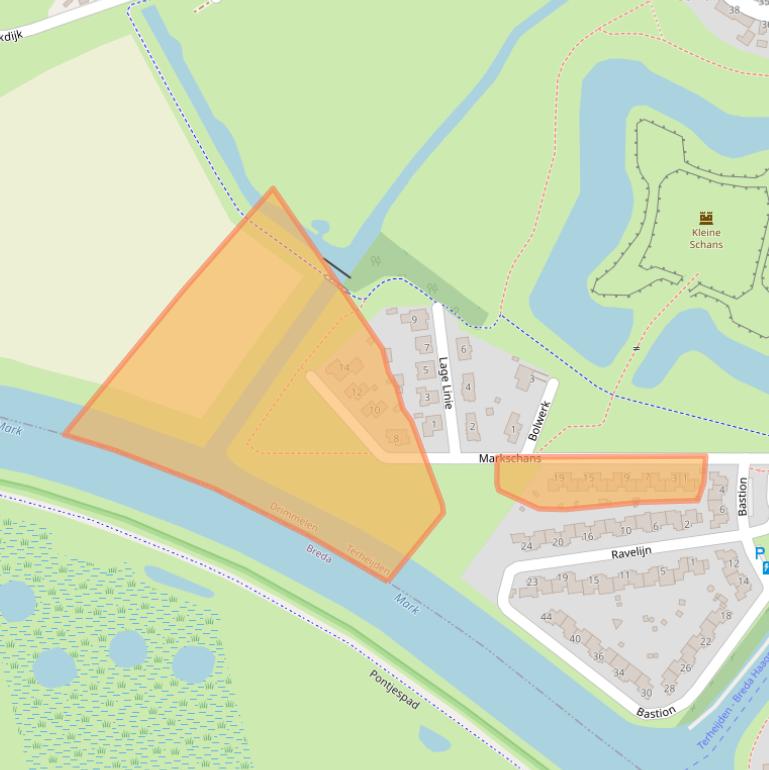 Kaart van postcodegebied 4844BL.