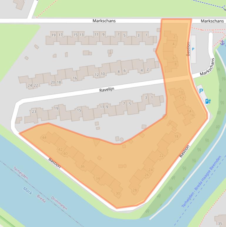 Kaart van postcodegebied 4844BN.