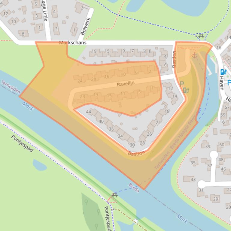 Kaart van postcodegebied 4844BS.