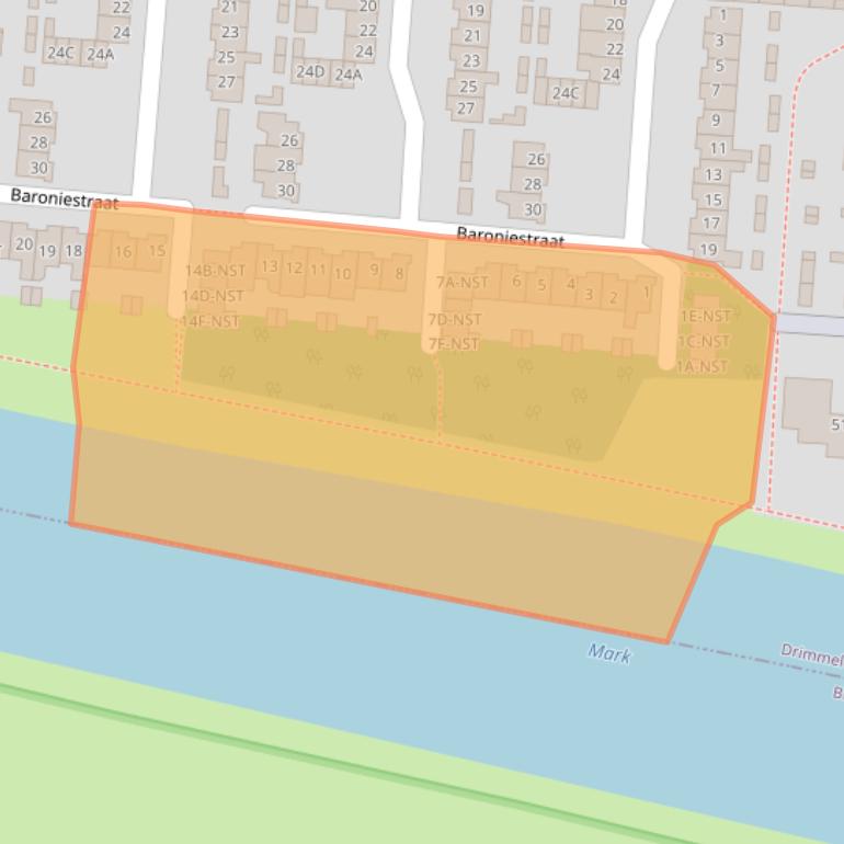Kaart van postcodegebied 4844CX.