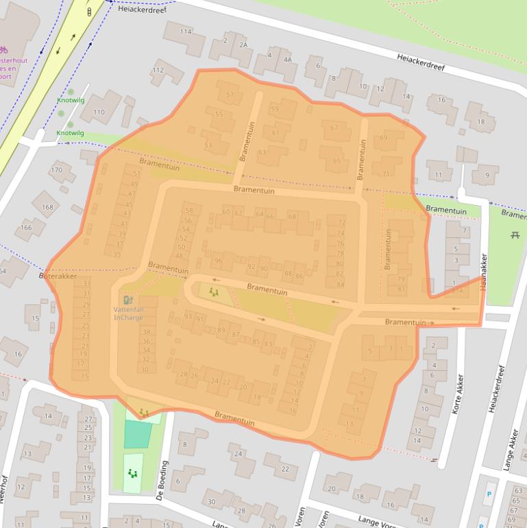 Kaart van postcodegebied 4847BT.