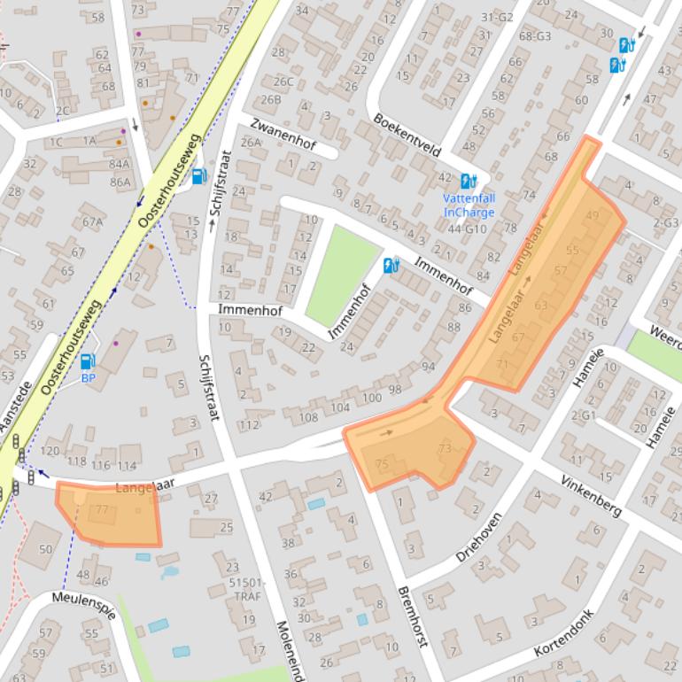 Kaart van postcodegebied 4847EL.