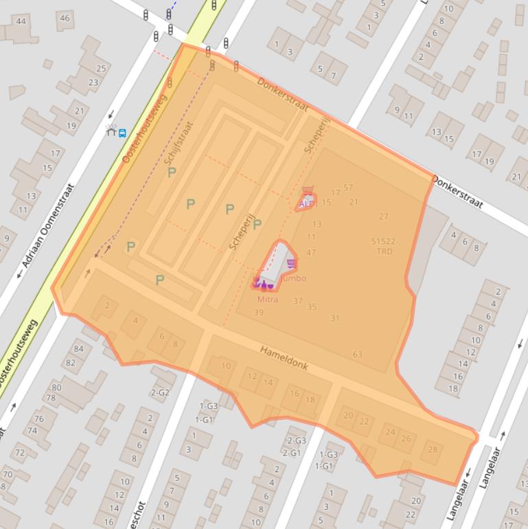 Kaart van postcodegebied 4847EX.