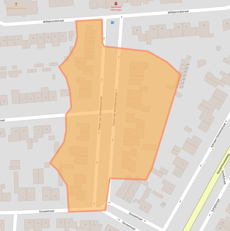 Kaart van postcodegebied 4847RE.