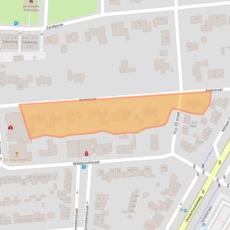 Kaart van postcodegebied 4847RN.