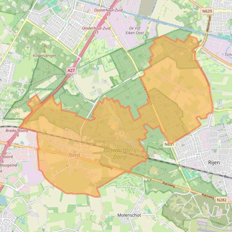 Kaart van postcodegebied 4849.