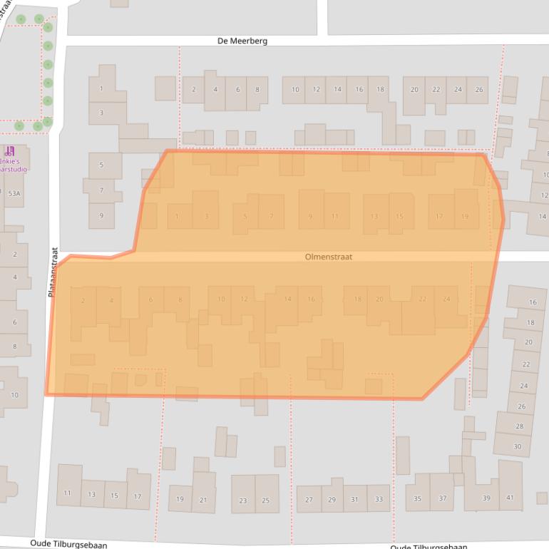 Kaart van postcodegebied 4849AE.