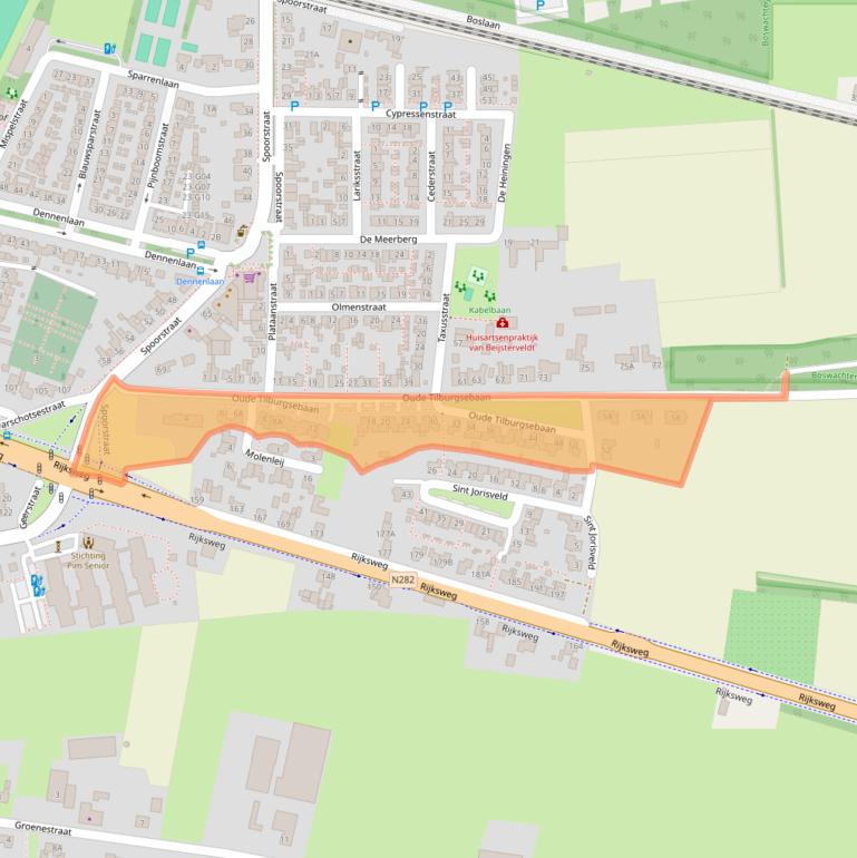 Kaart van postcodegebied 4849PN.