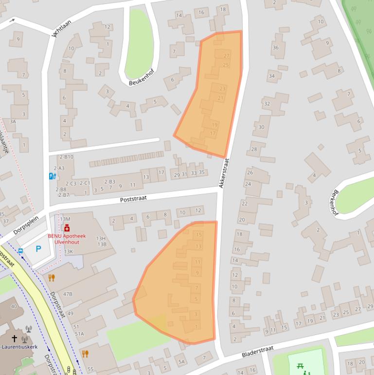 Kaart van postcodegebied 4851AJ.