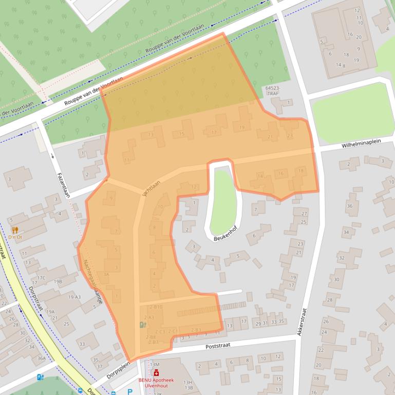 Kaart van postcodegebied 4851AM.