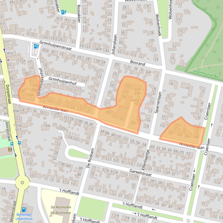 Kaart van postcodegebied 4851CA.