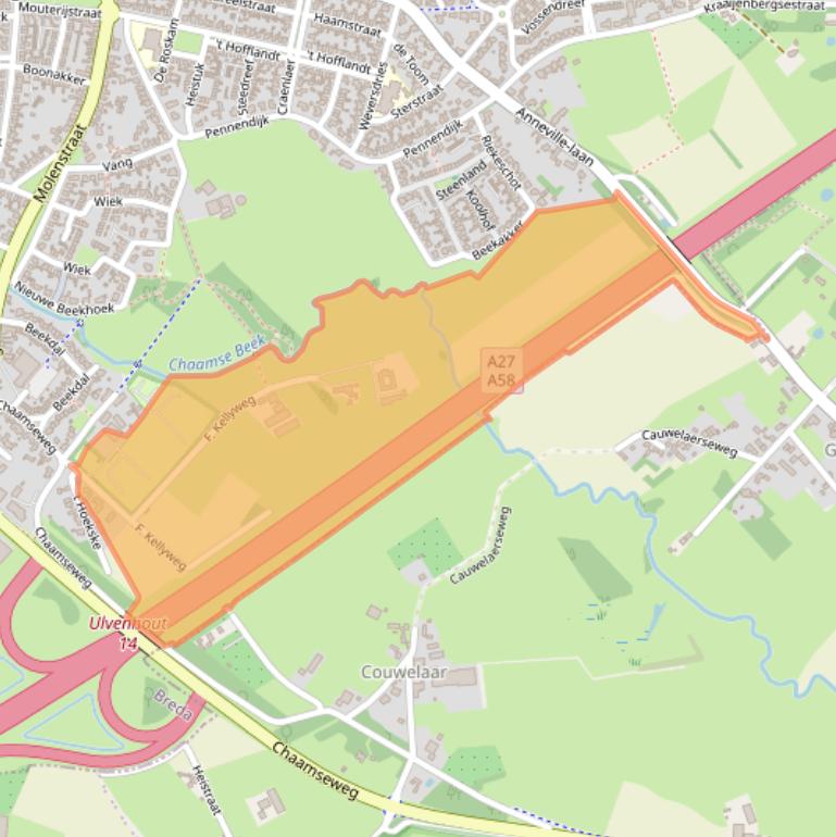 Kaart van postcodegebied 4851SX.
