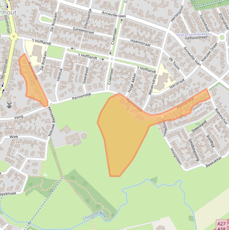 Kaart van postcodegebied 4851VD.