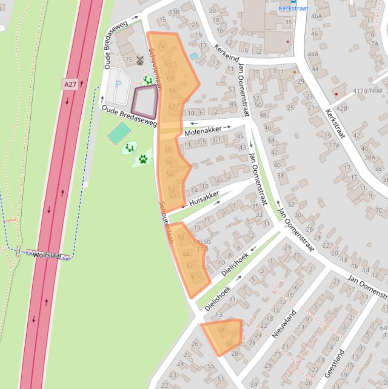 Kaart van postcodegebied 4854AX.