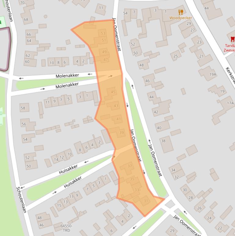 Kaart van postcodegebied 4854BB.