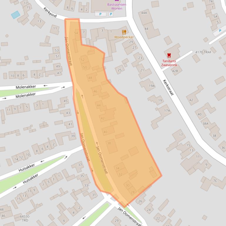 Kaart van postcodegebied 4854BD.