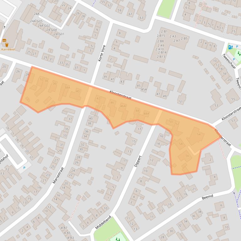 Kaart van postcodegebied 4854CN.