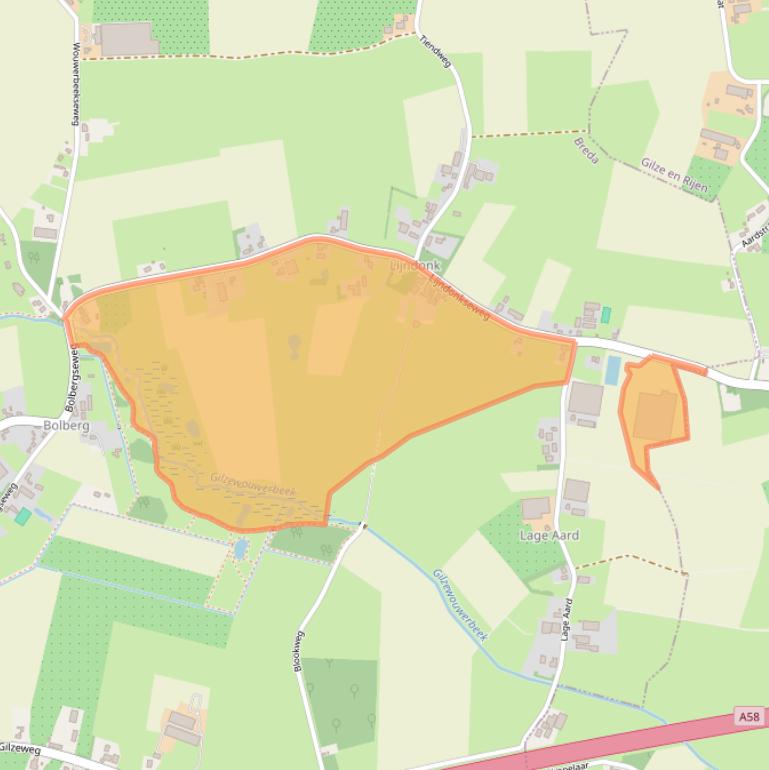 Kaart van postcodegebied 4854NK.