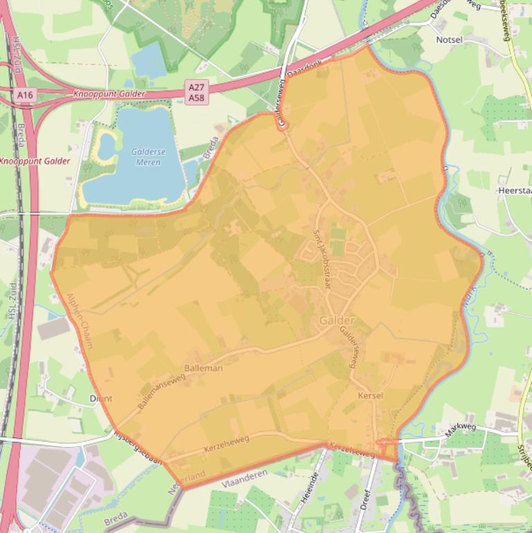 Kaart van postcodegebied 4855.