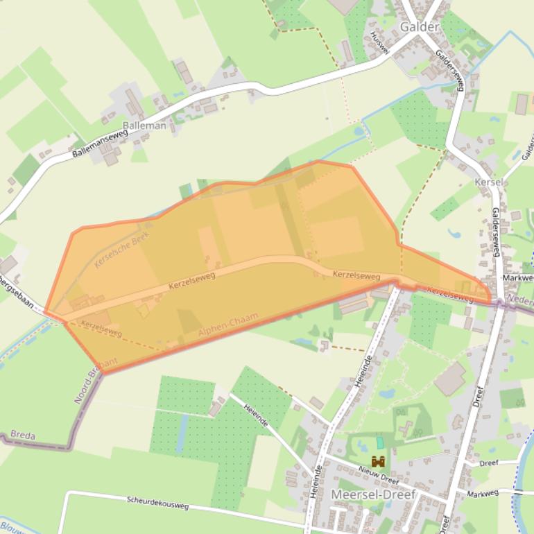Kaart van postcodegebied 4855AR.