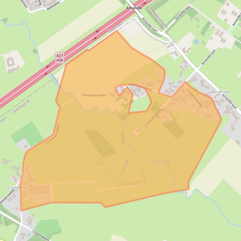 Kaart van postcodegebied 4858RH.