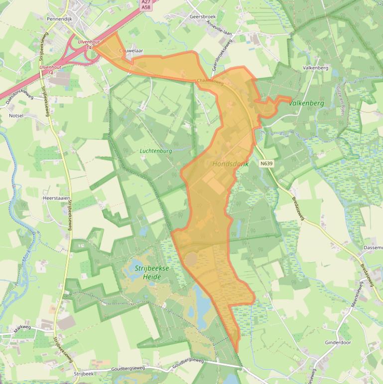 Kaart van postcodegebied 4858RK.