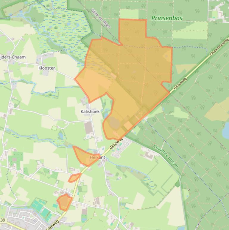 Kaart van postcodegebied 4861PM.