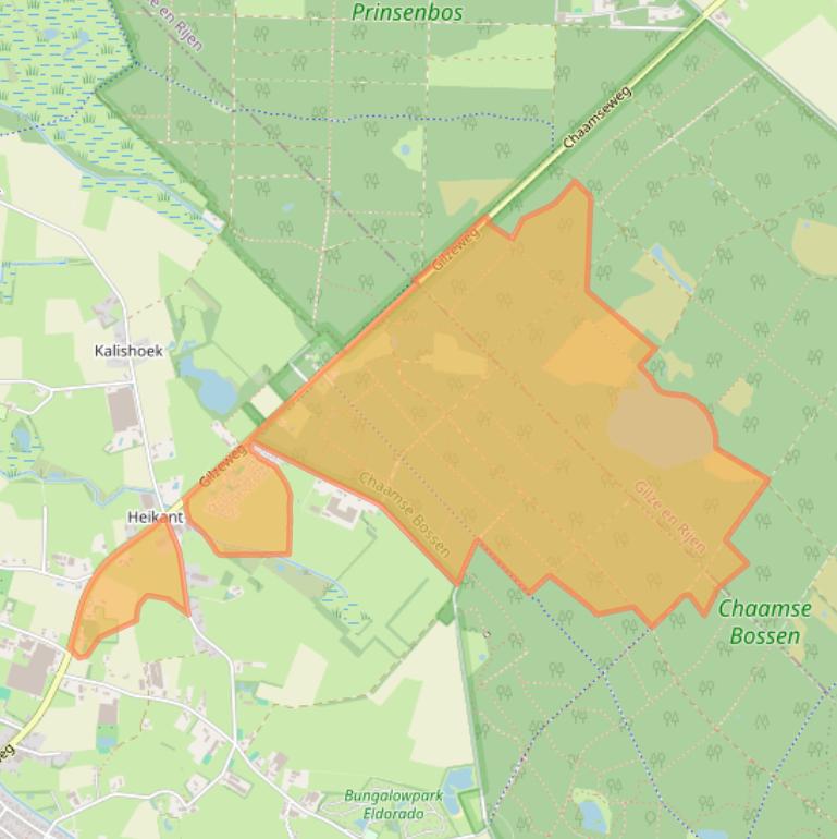 Kaart van postcodegebied 4861PN.