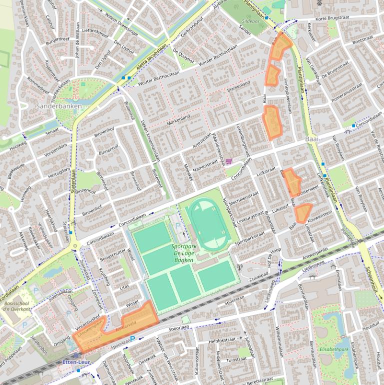 Kaart van postcodegebied 4871BA.