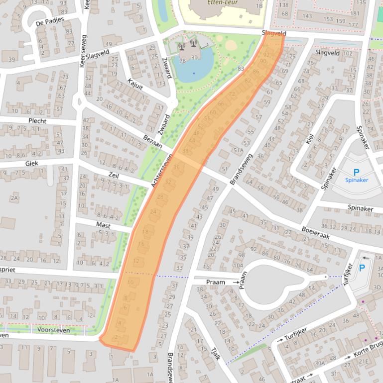 Kaart van postcodegebied 4871DK.