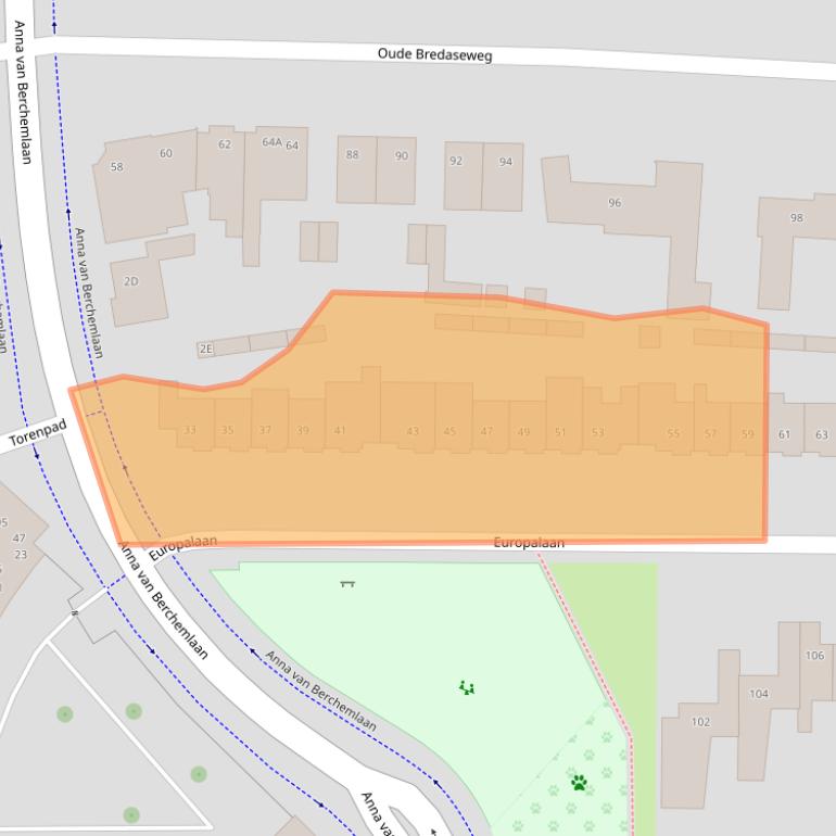 Kaart van postcodegebied 4872AJ.
