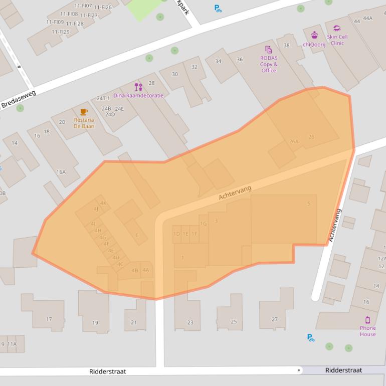 Kaart van postcodegebied 4872AM.