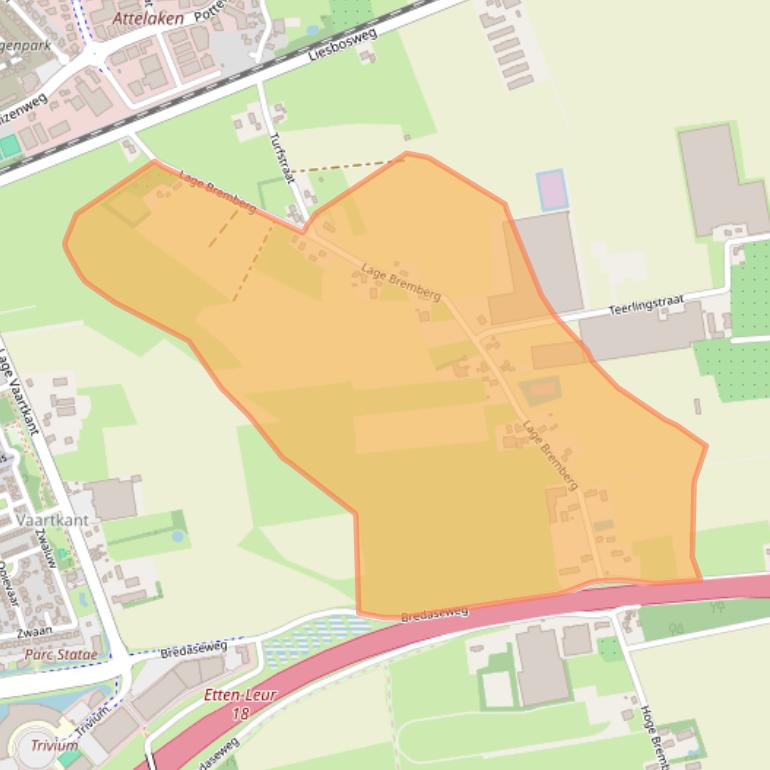 Kaart van postcodegebied 4872LE.