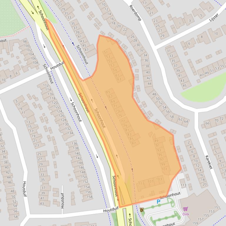 Kaart van postcodegebied 4872MB.