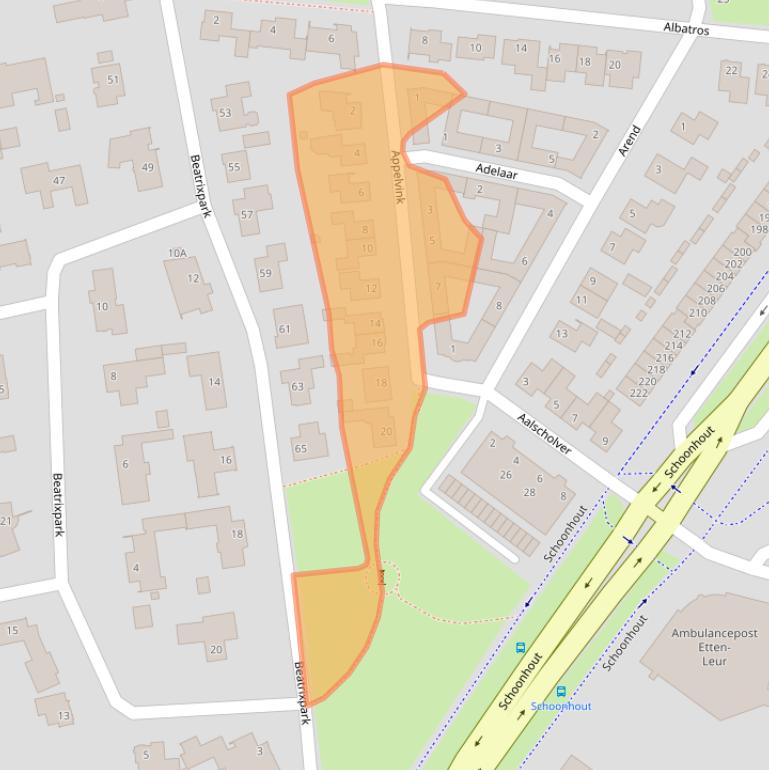 Kaart van postcodegebied 4872MT.