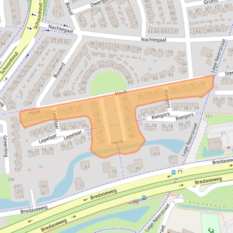 Kaart van postcodegebied 4872WG.