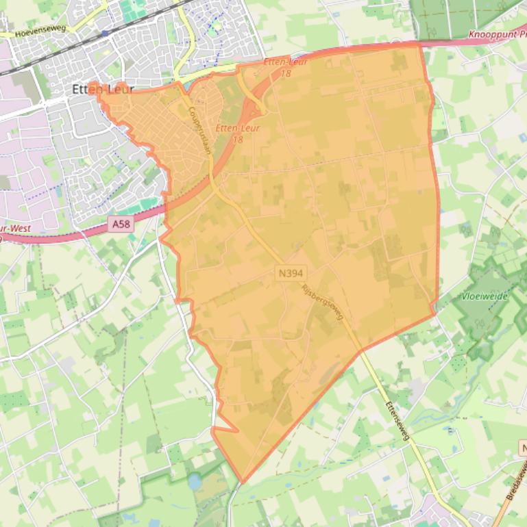 Kaart van postcodegebied 4873.