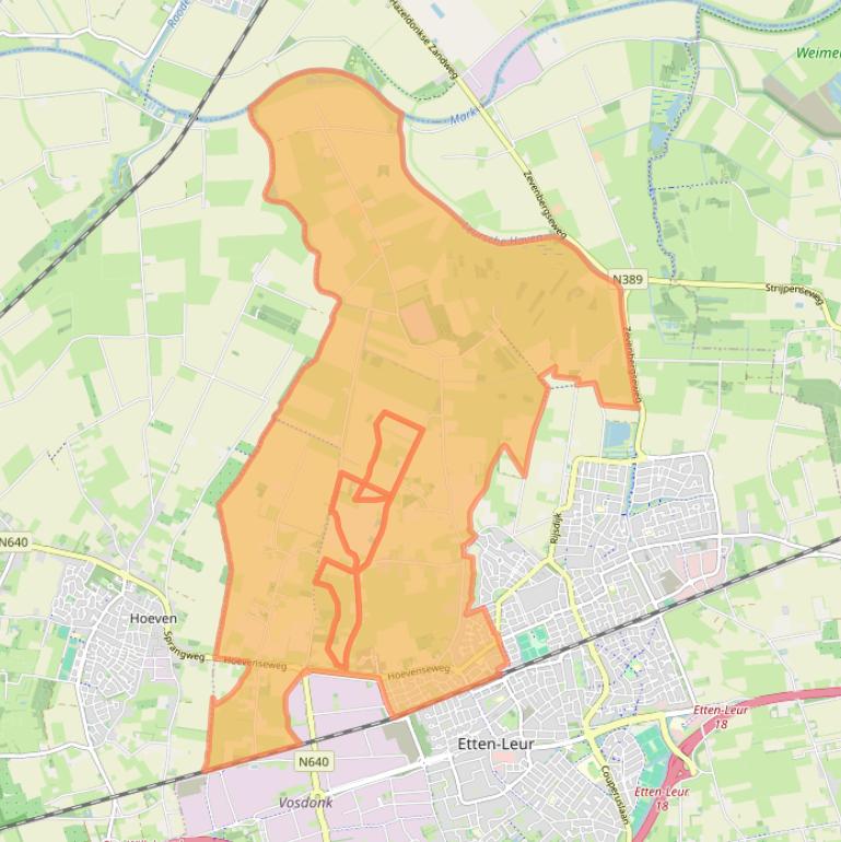 Kaart van postcodegebied 4874.